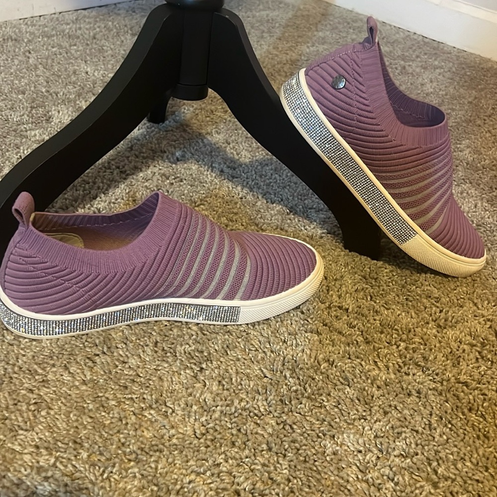 Purple Bernie Mev Slip on Shoes w/rhinestones Size 41